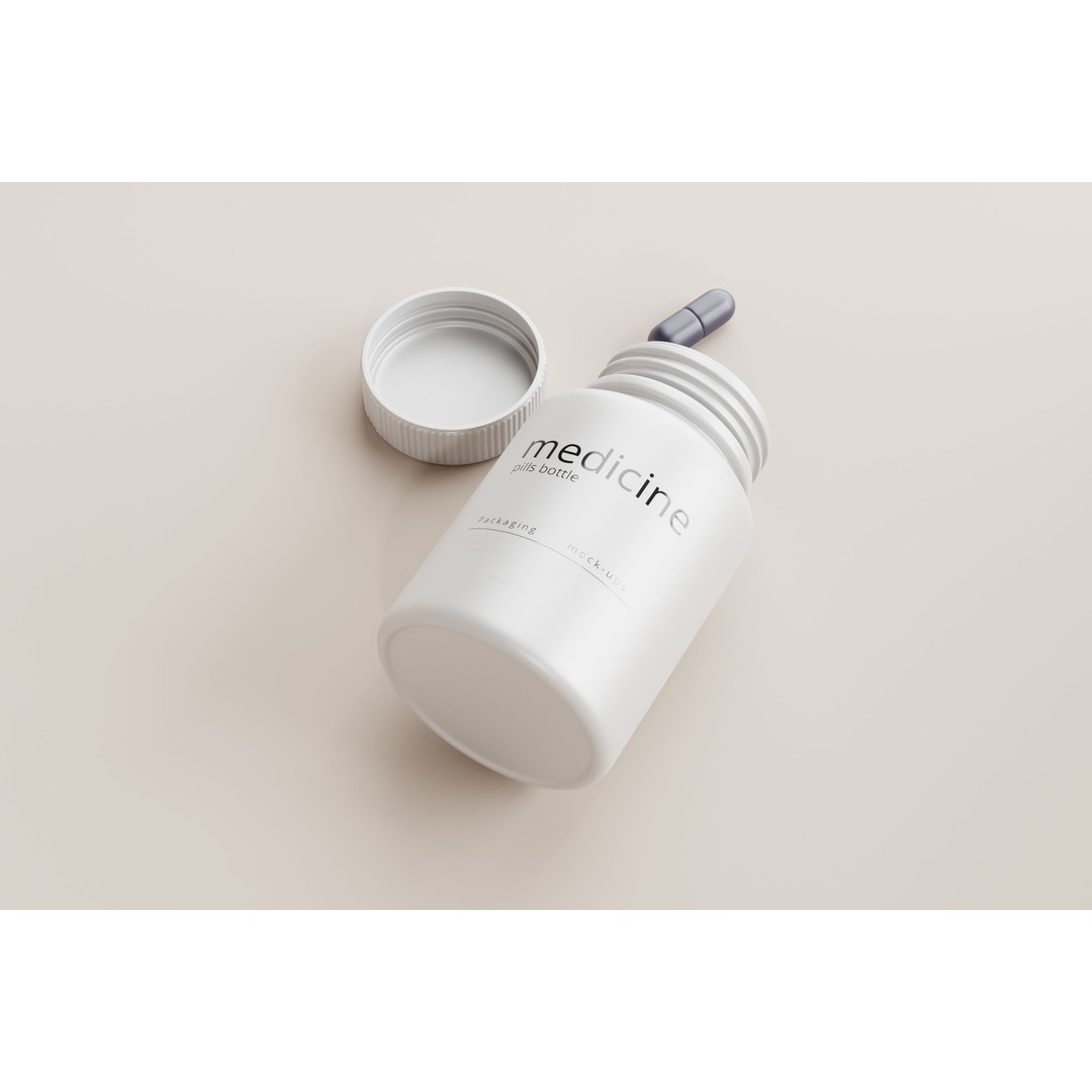 Capsules Bottle 3D Model – Low Poly Medical Asset, FBX & OBJ - View 7