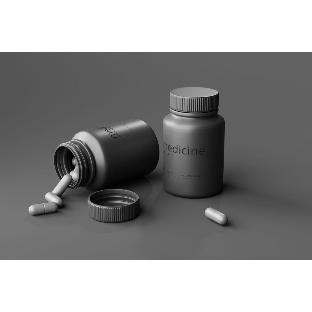 Capsules Bottle 3D Model – Low Poly Medical Asset, FBX & OBJ - View 8