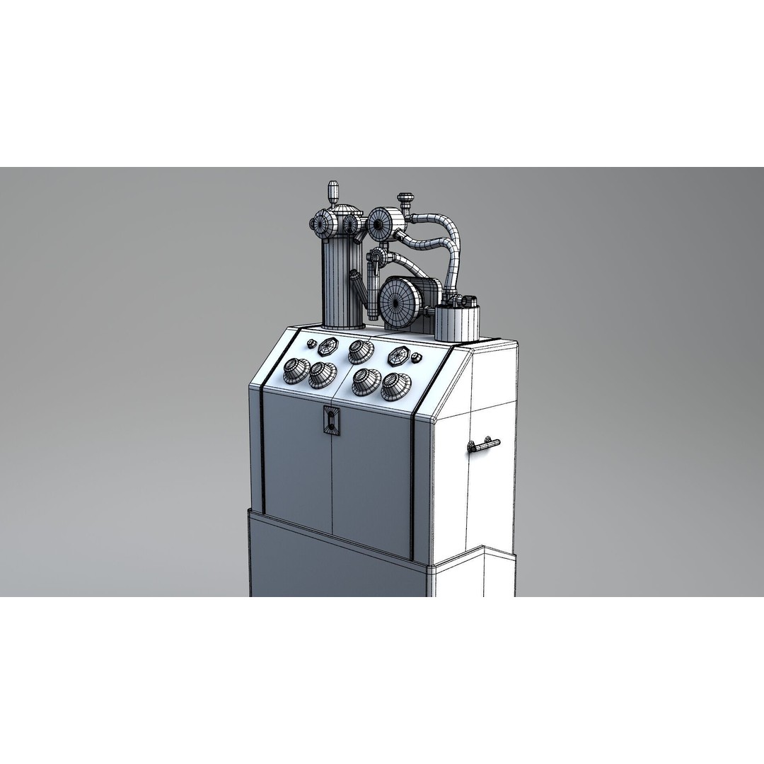 Tub Machine 3D Model – Retro Industrial Laboratory Asset, FBX - View 15