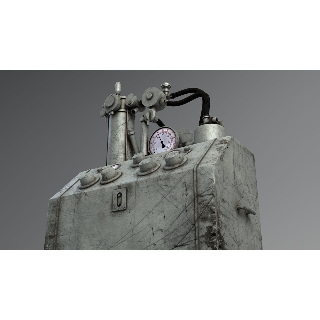 Tub Machine 3D Model – Retro Industrial Laboratory Asset, FBX - View 3