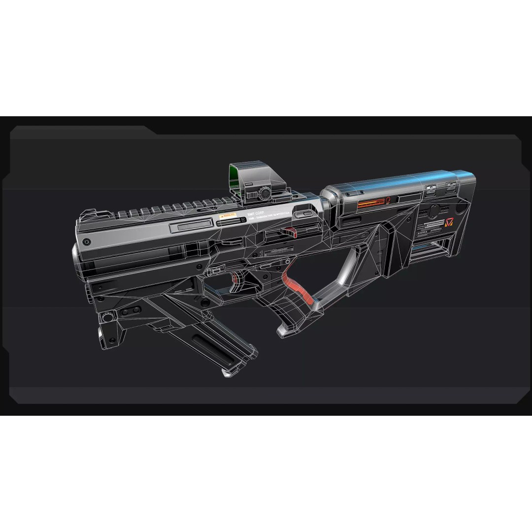 AK4 Machine Gun 3D Model – Low Poly Military Asset, FBX & OBJ