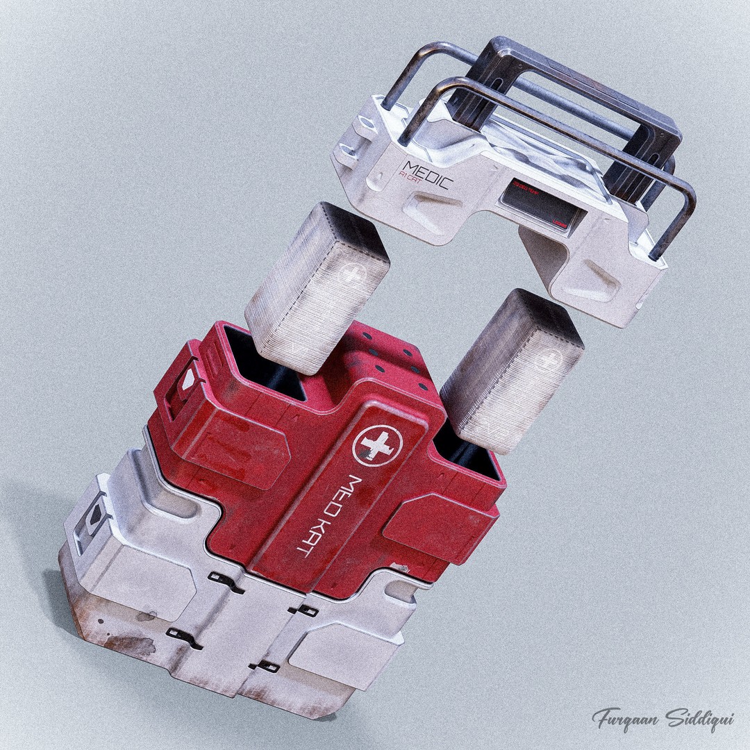 Sci-fi Med Kit 3D Model – Low Poly PBR Game Asset, FBX - View 10