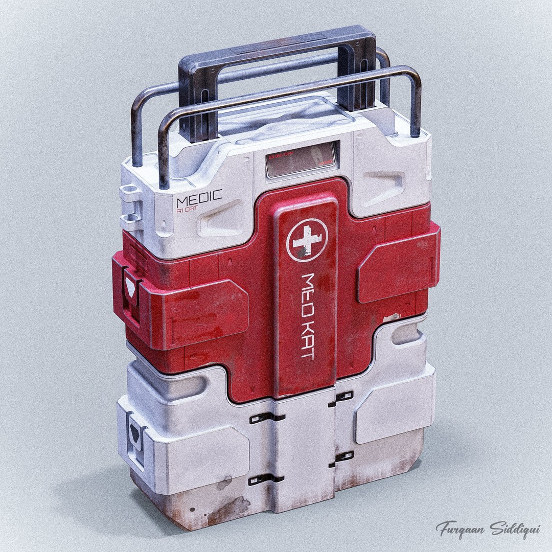 Sci-fi Med Kit 3D Model – Low Poly PBR Game Asset, FBX - View 3