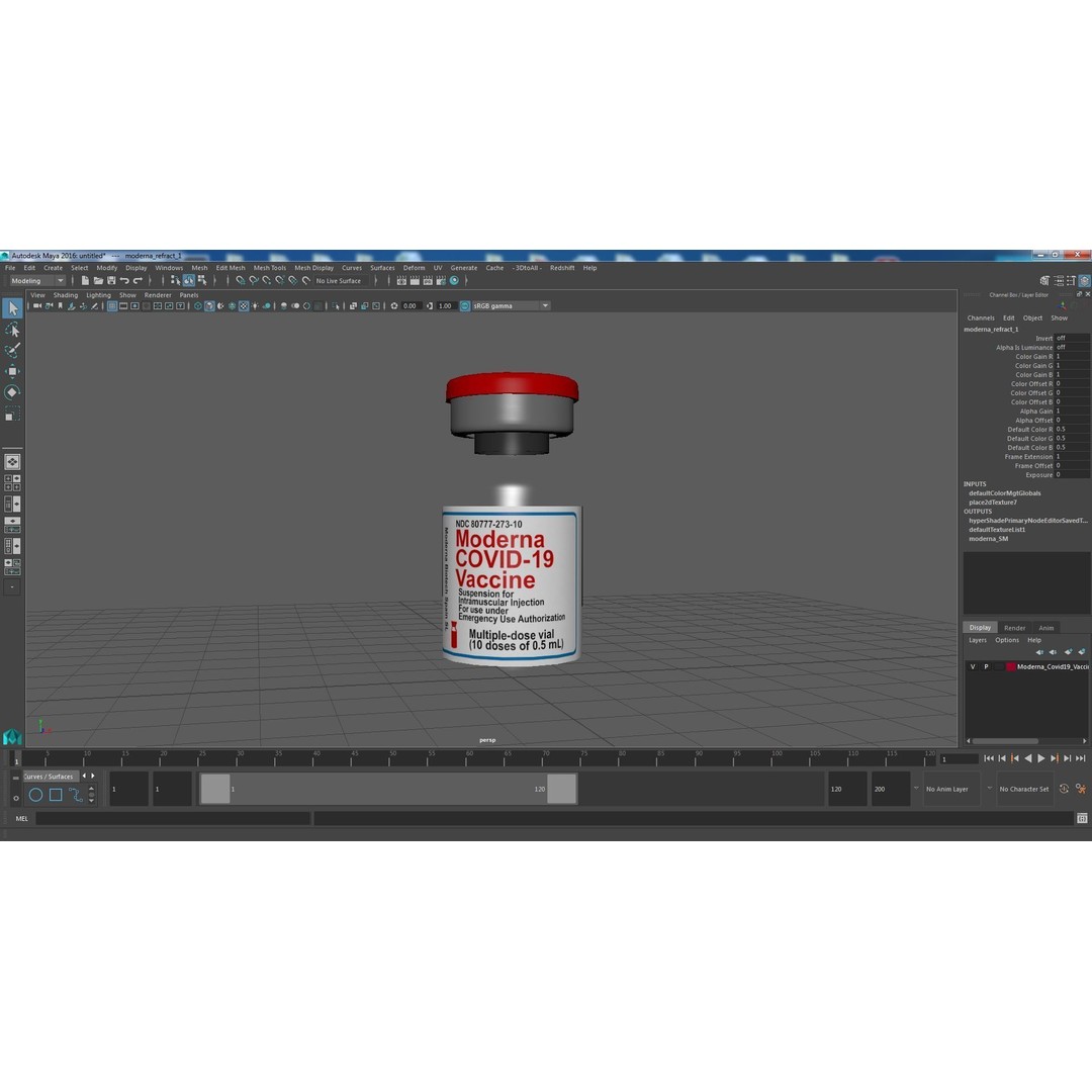 Moderna Covid-19 Vaccine 3D Model – PBR Medical Asset, FBX