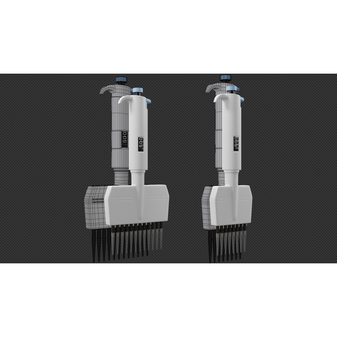 Pipette Bundle 3D Model – Medical Lab Equipment, FBX, OBJ - View 11