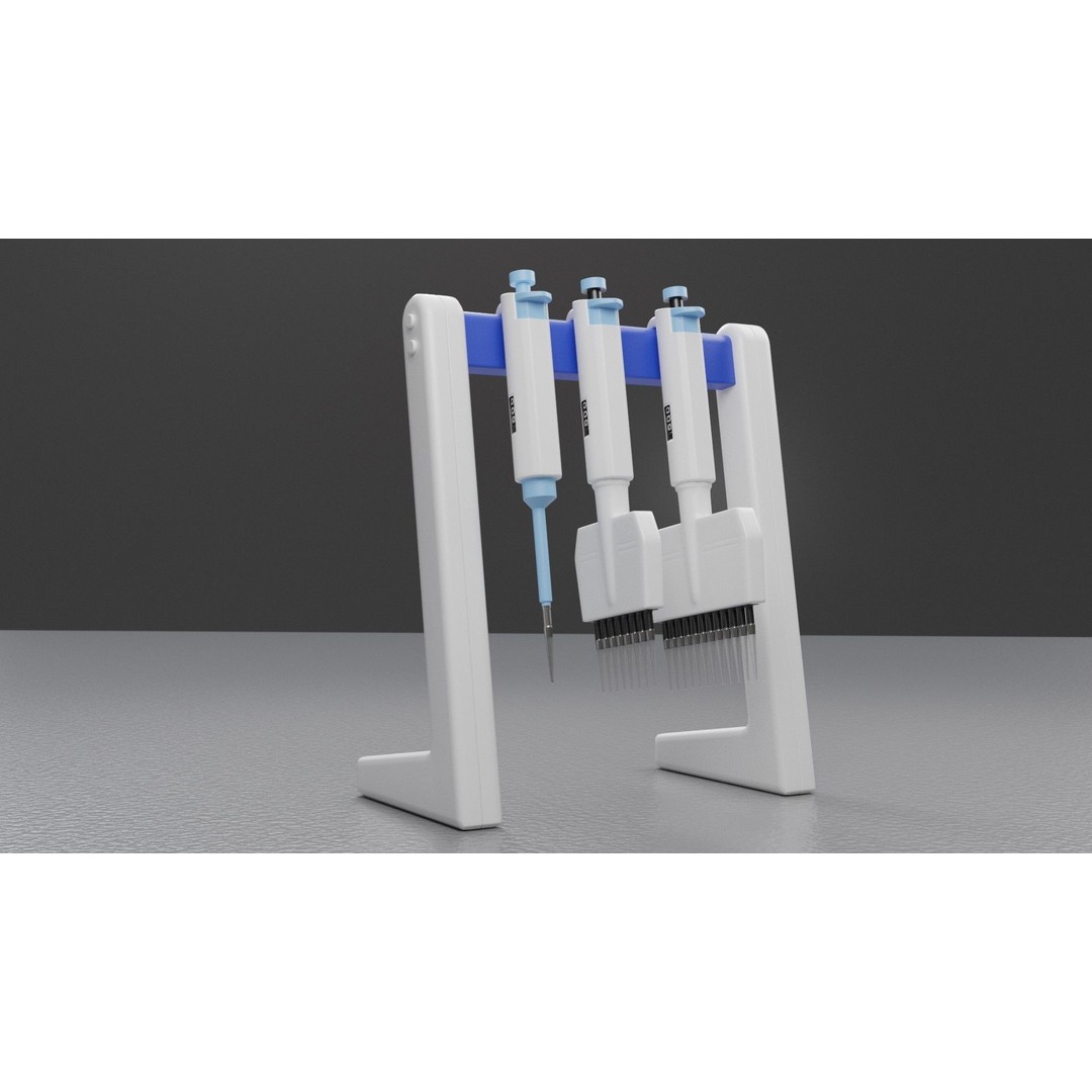 Pipette Bundle 3D Model – Medical Lab Equipment, FBX, OBJ - View 22