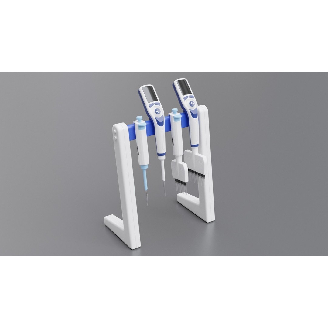 Pipette Bundle 3D Model – Medical Lab Equipment, FBX, OBJ - View 3
