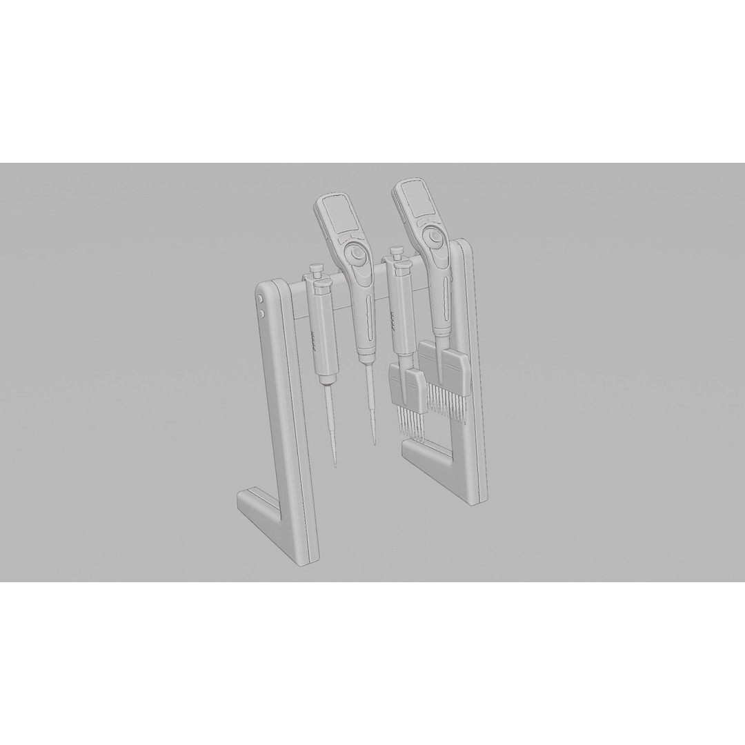 Pipette Bundle 3D Model – Medical Lab Equipment, FBX, OBJ - View 8