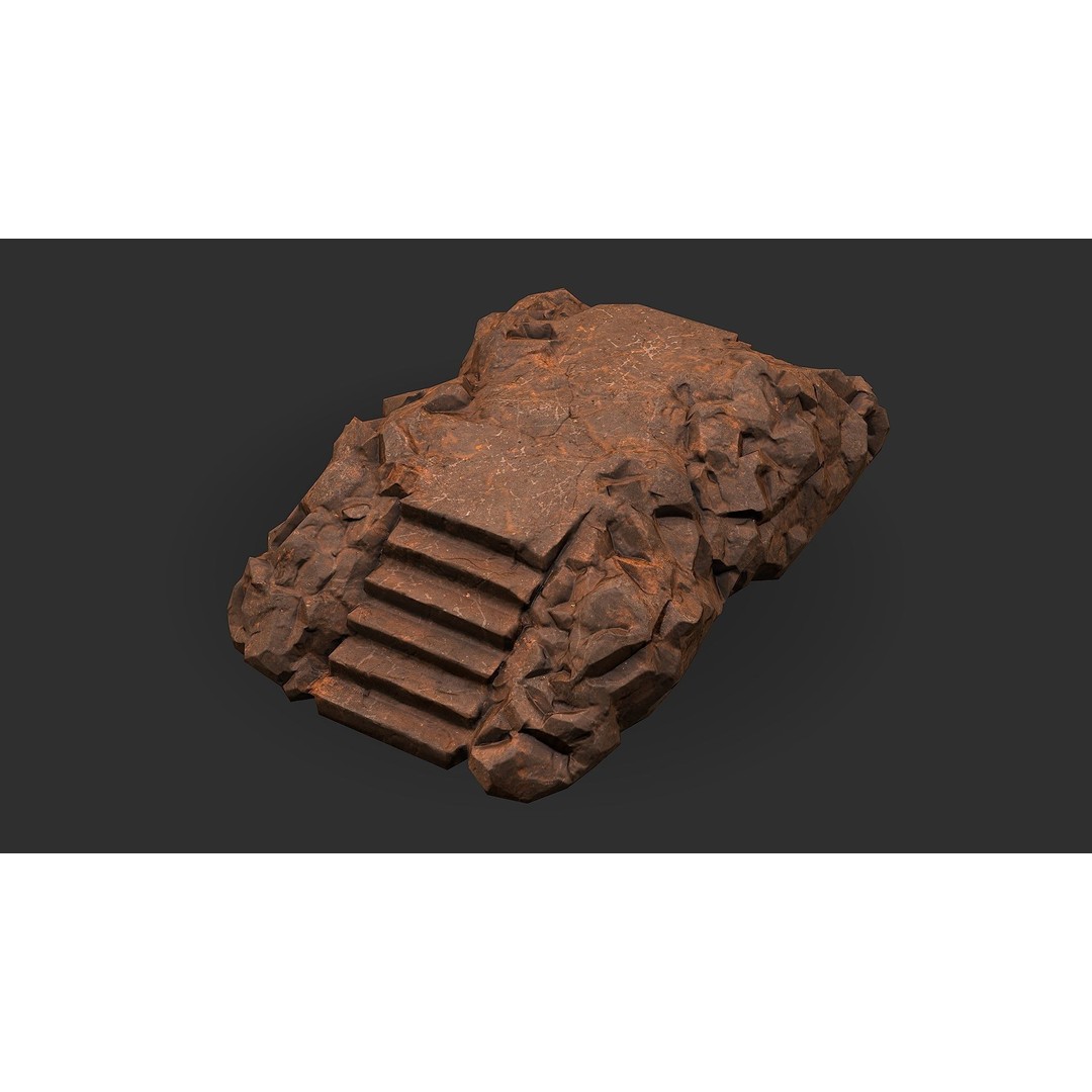 Stone Staircase 3D Model – Low Poly PBR Game Asset, FBX, OBJ - View 10