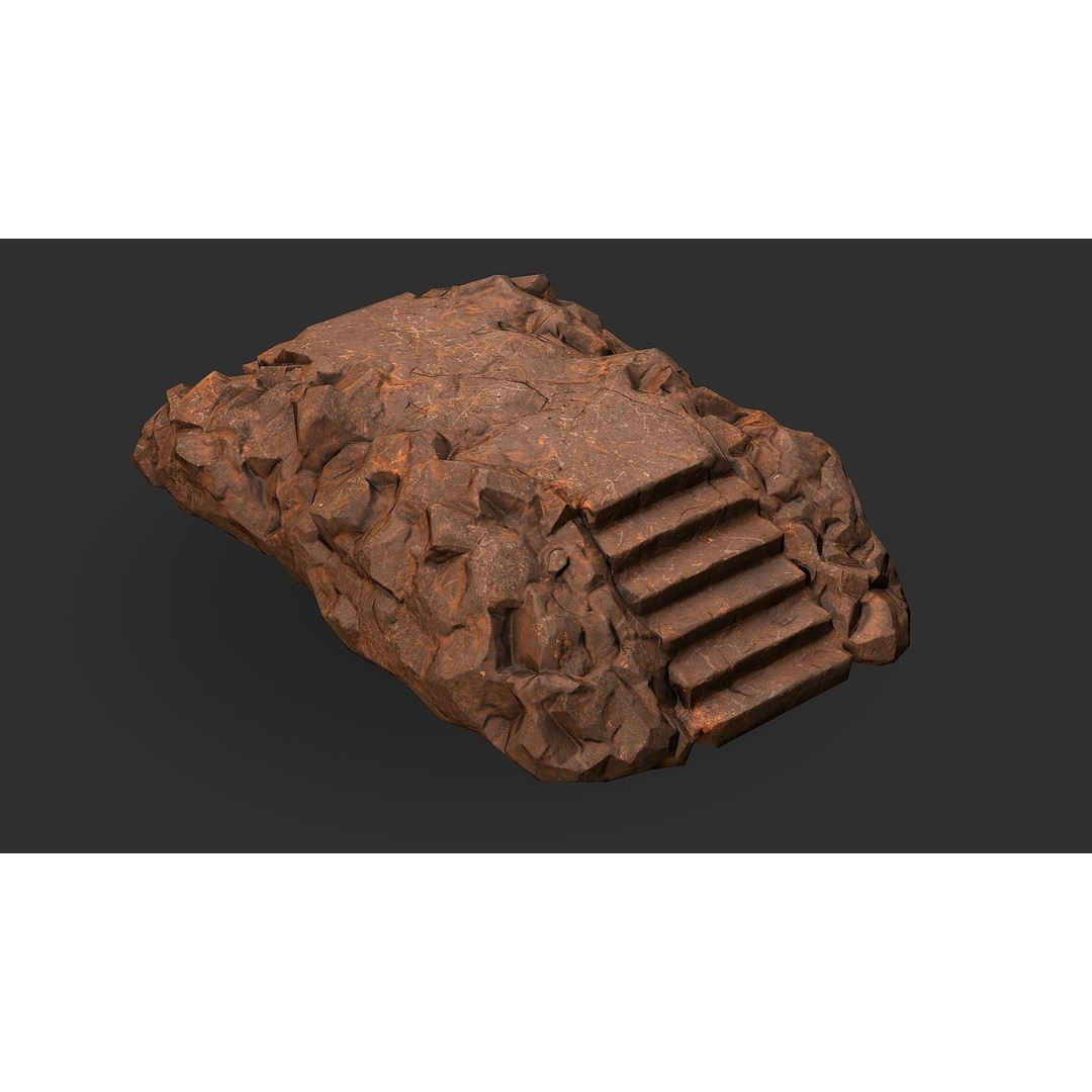 Stone Staircase 3D Model – Low Poly PBR Game Asset, FBX, OBJ - View 11