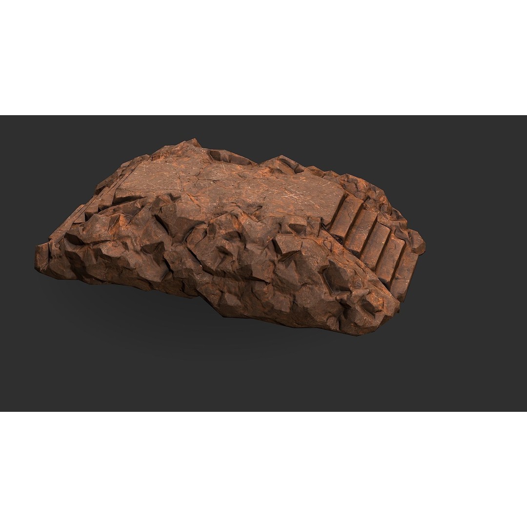 Stone Staircase 3D Model – Low Poly PBR Game Asset, FBX, OBJ - View 14