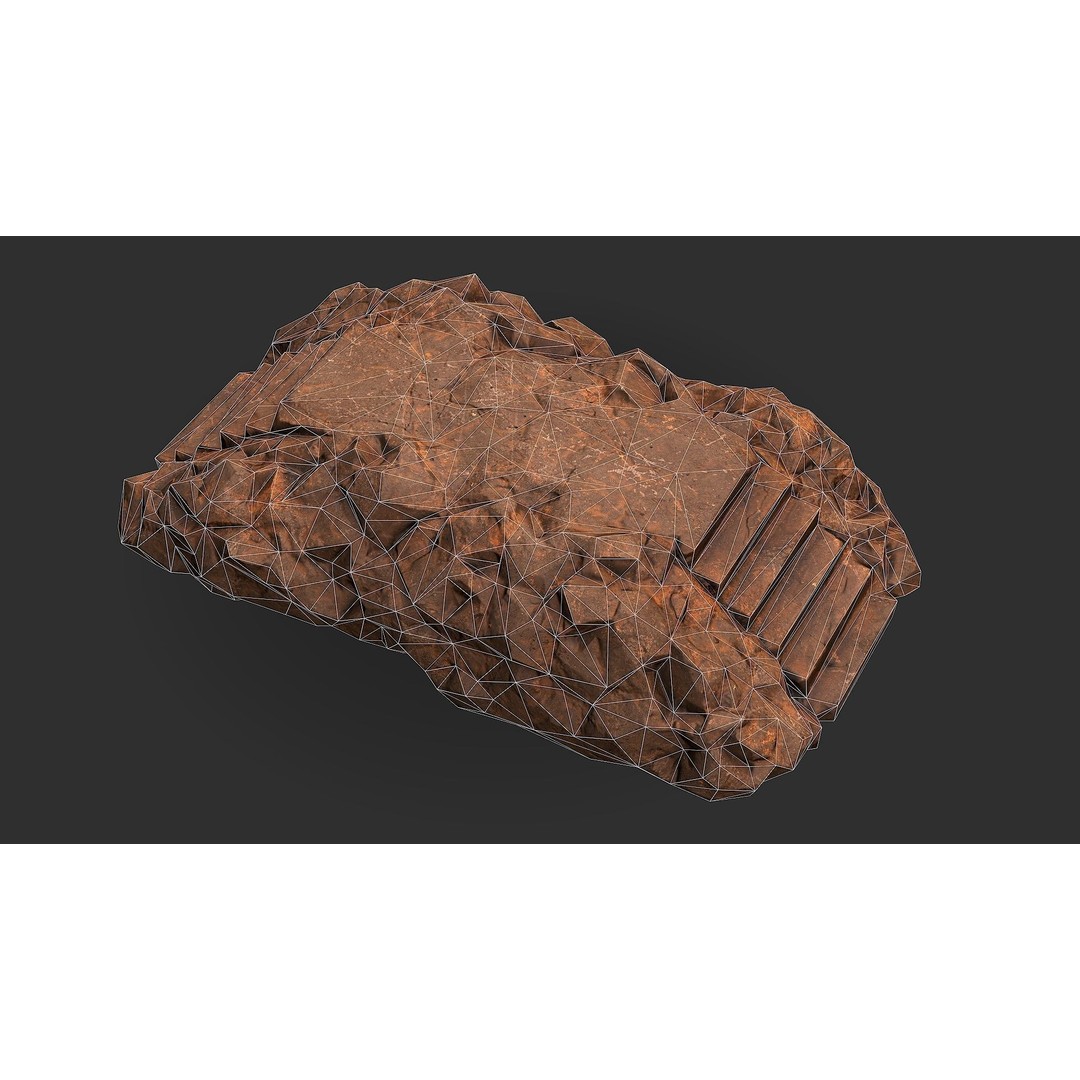 Stone Staircase 3D Model – Low Poly PBR Game Asset, FBX, OBJ - View 16