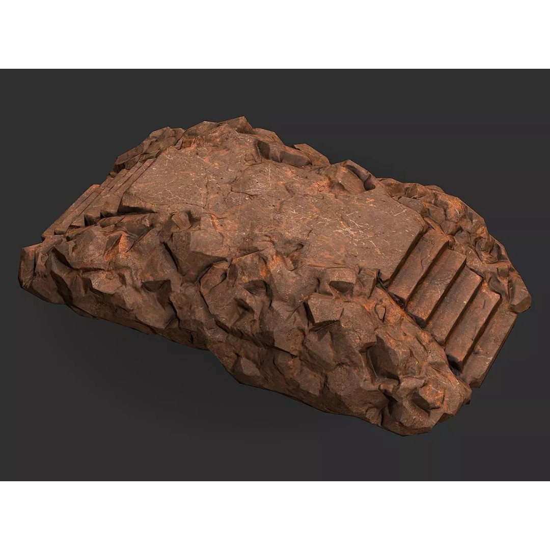 Stone Staircase 3D Model – Low Poly PBR Game Asset, FBX, OBJ - View 2