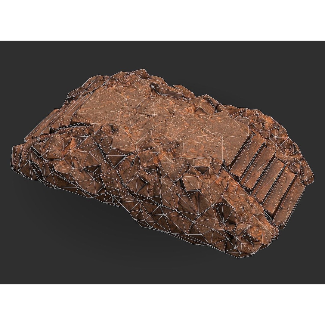 Stone Staircase 3D Model – Low Poly PBR Game Asset, FBX, OBJ - View 3