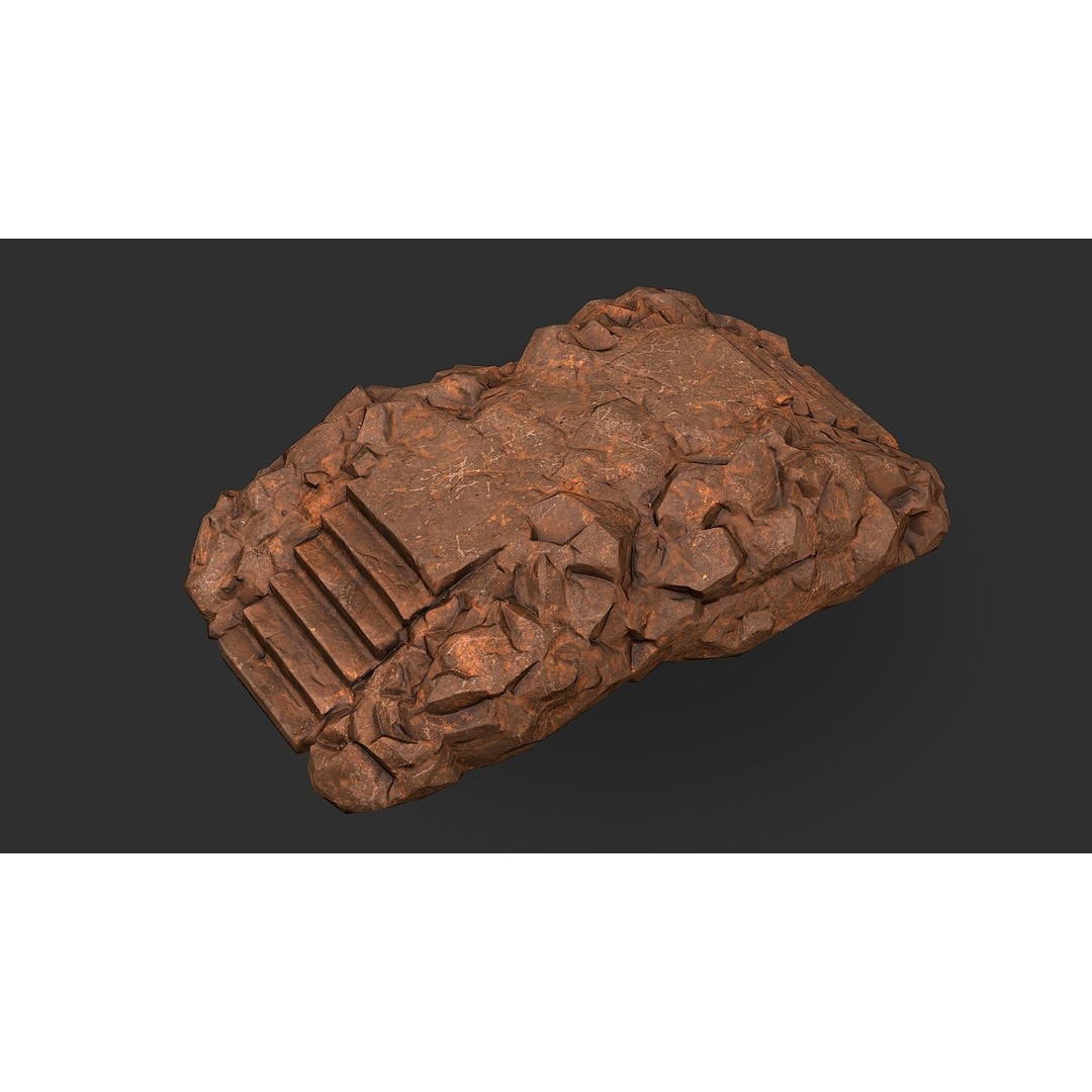Stone Staircase 3D Model – Low Poly PBR Game Asset, FBX, OBJ - View 4