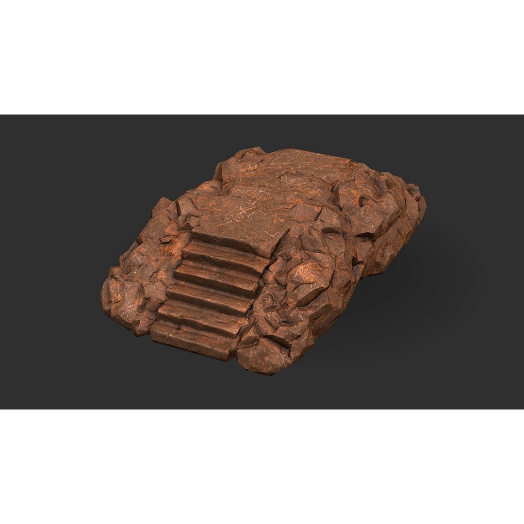 Stone Staircase 3D Model – Low Poly PBR Game Asset, FBX, OBJ - View 5