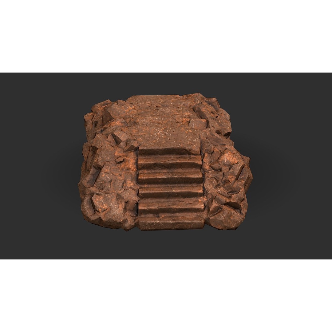 Stone Staircase 3D Model – Low Poly PBR Game Asset, FBX, OBJ - View 6