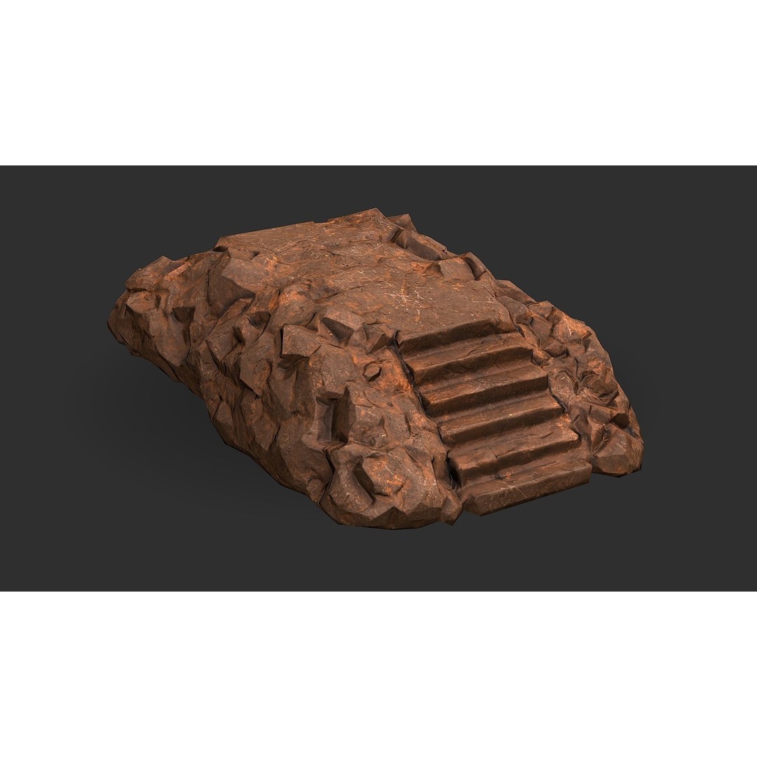 Stone Staircase 3D Model – Low Poly PBR Game Asset, FBX, OBJ - View 7