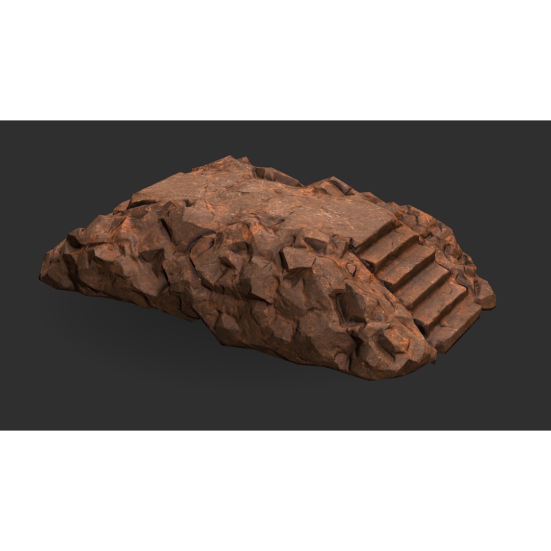 Stone Staircase 3D Model – Low Poly PBR Game Asset, FBX, OBJ - View 8