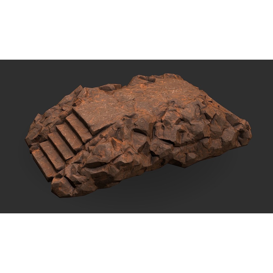 Stone Staircase 3D Model – Low Poly PBR Game Asset, FBX, OBJ - View 9