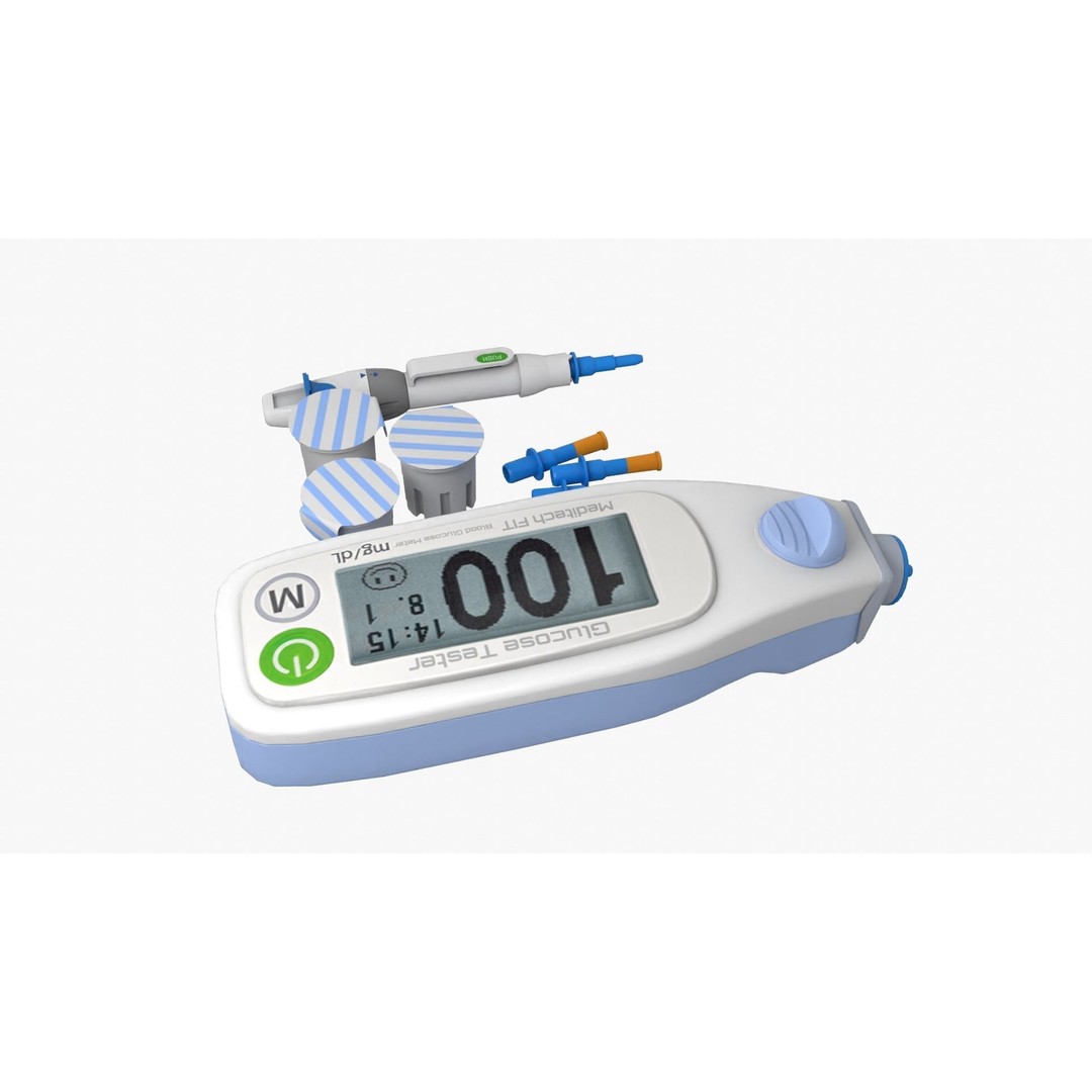 Glucose Meter 3D Model – Low Poly Medical Device, FBX, OBJ - View 10