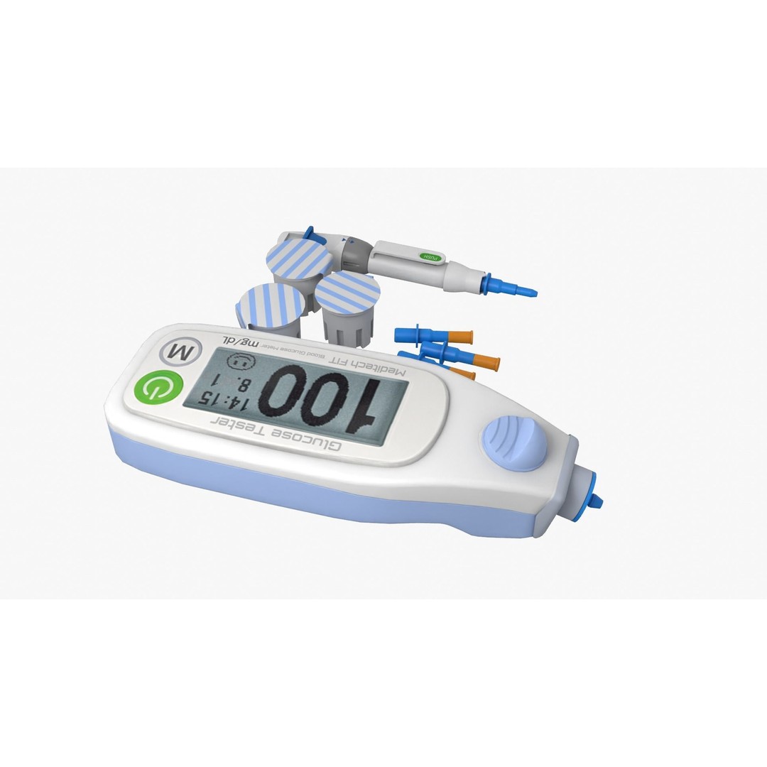 Glucose Meter 3D Model – Low Poly Medical Device, FBX, OBJ - View 11