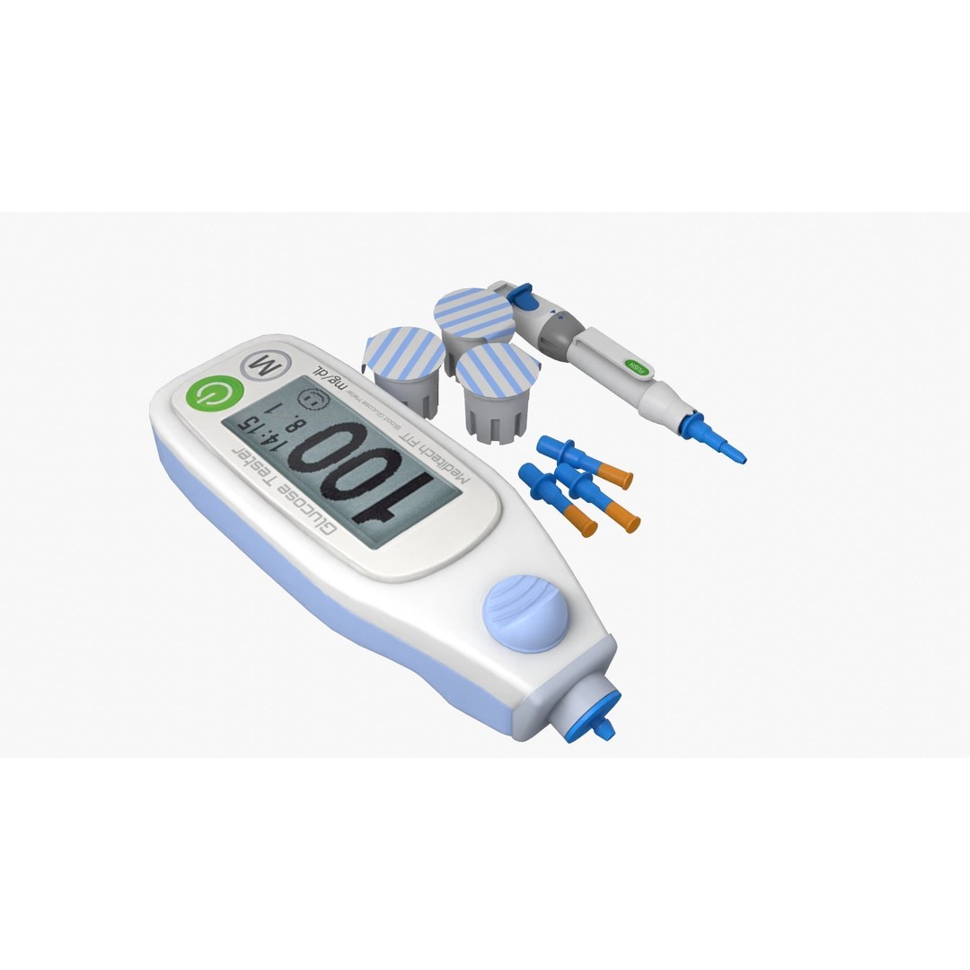Glucose Meter 3D Model – Low Poly Medical Device, FBX, OBJ - View 12