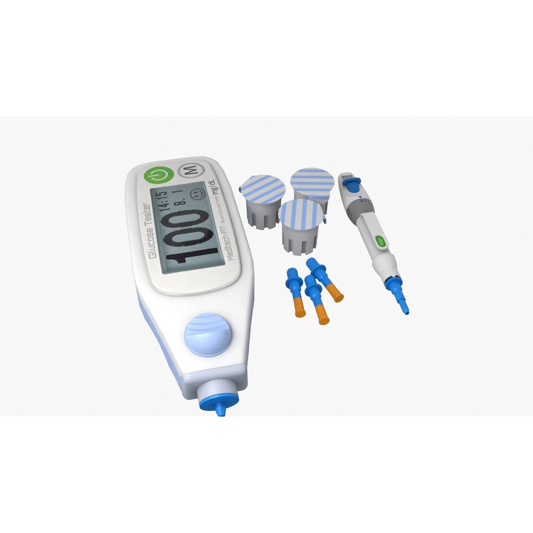 Glucose Meter 3D Model – Low Poly Medical Device, FBX, OBJ - View 13