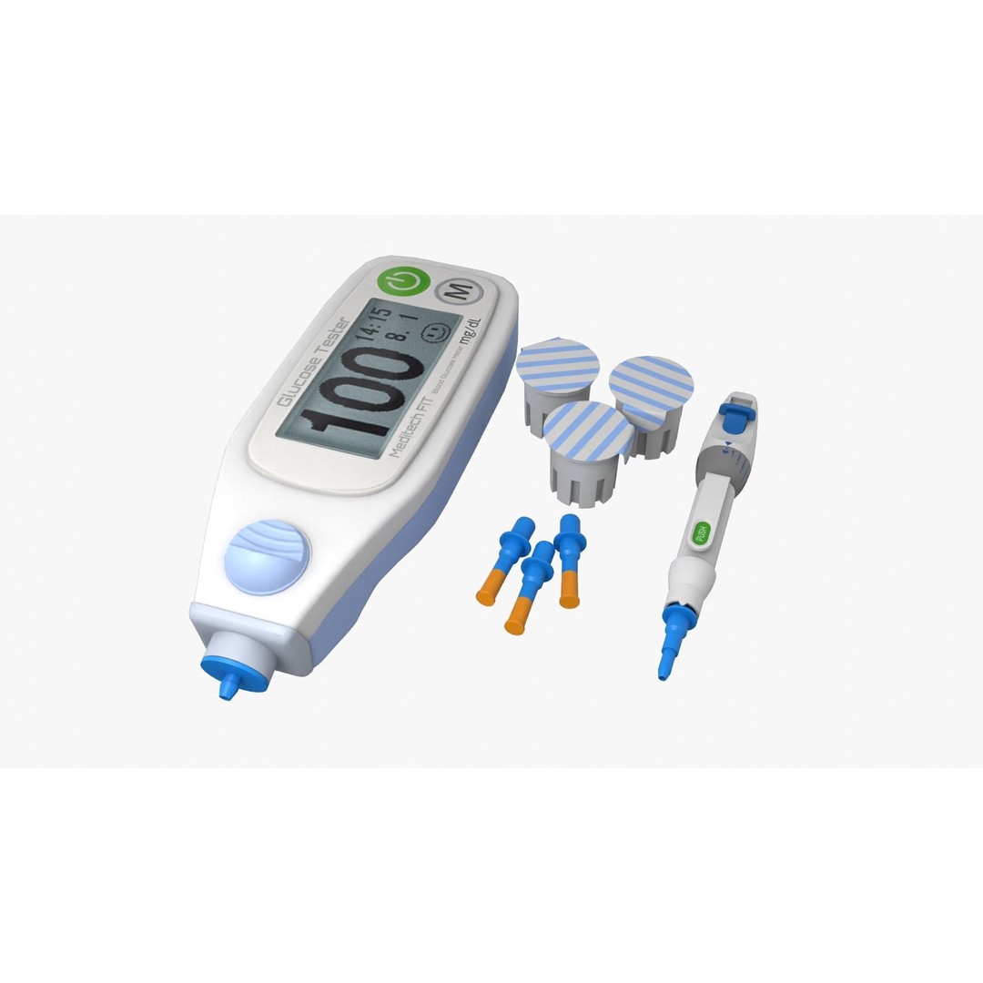 Glucose Meter 3D Model – Low Poly Medical Device, FBX, OBJ - View 14