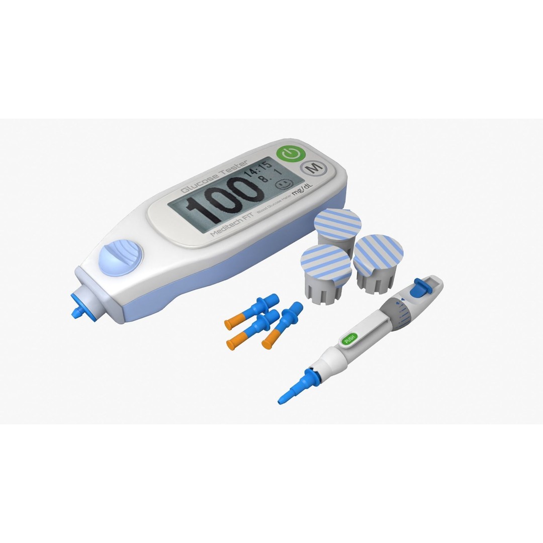 Glucose Meter 3D Model – Low Poly Medical Device, FBX, OBJ - View 15