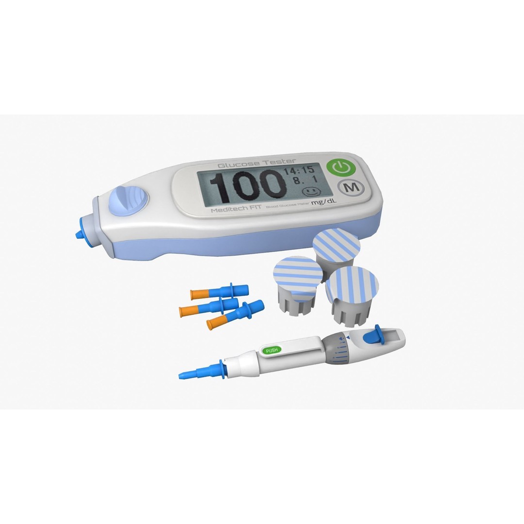 Glucose Meter 3D Model – Low Poly Medical Device, FBX, OBJ - View 4