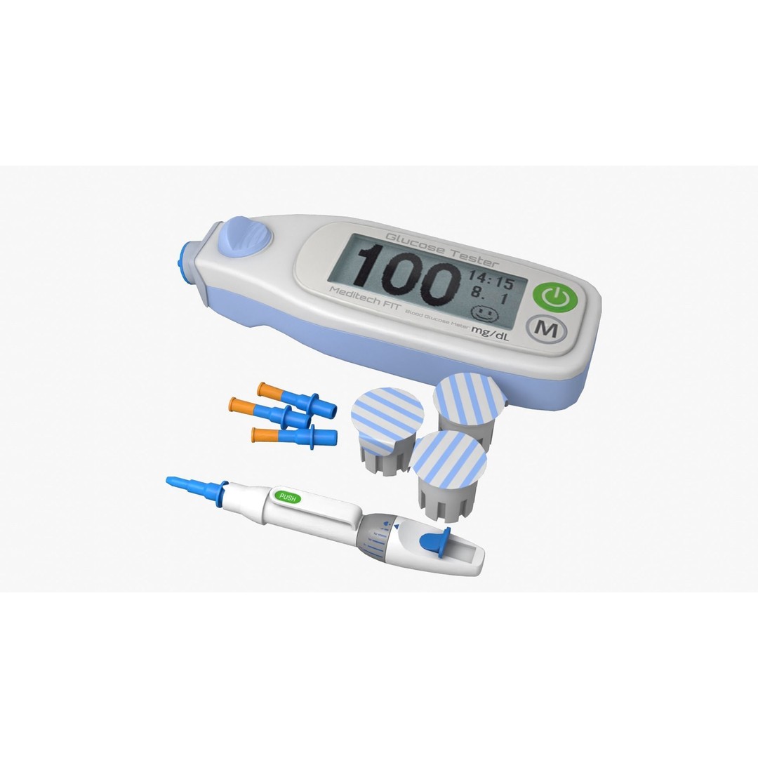 Glucose Meter 3D Model – Low Poly Medical Device, FBX, OBJ - View 5