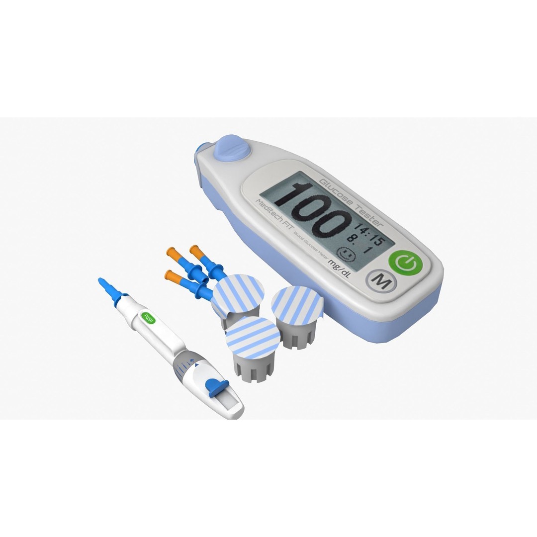 Glucose Meter 3D Model – Low Poly Medical Device, FBX, OBJ - View 6