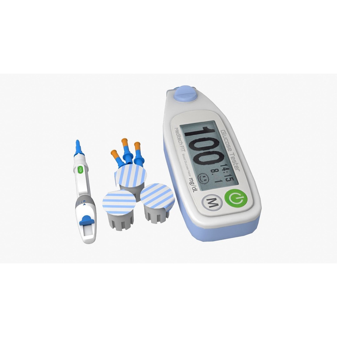 Glucose Meter 3D Model – Low Poly Medical Device, FBX, OBJ - View 7