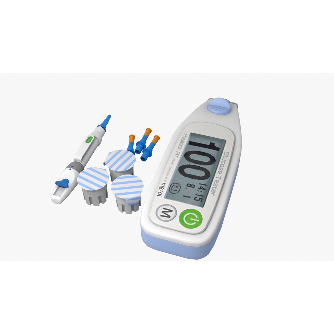Glucose Meter 3D Model – Low Poly Medical Device, FBX, OBJ - View 8