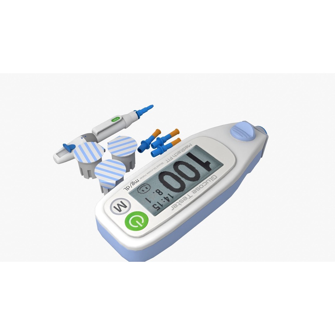 Glucose Meter 3D Model – Low Poly Medical Device, FBX, OBJ - View 9