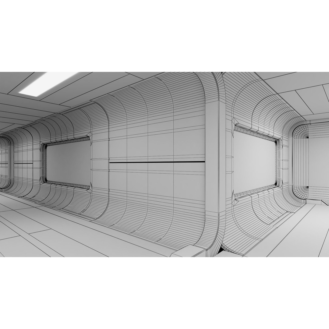 Sci-Fi Corridor 3D Model – Low Poly PBR Tunnel, FBX & OBJ Formats