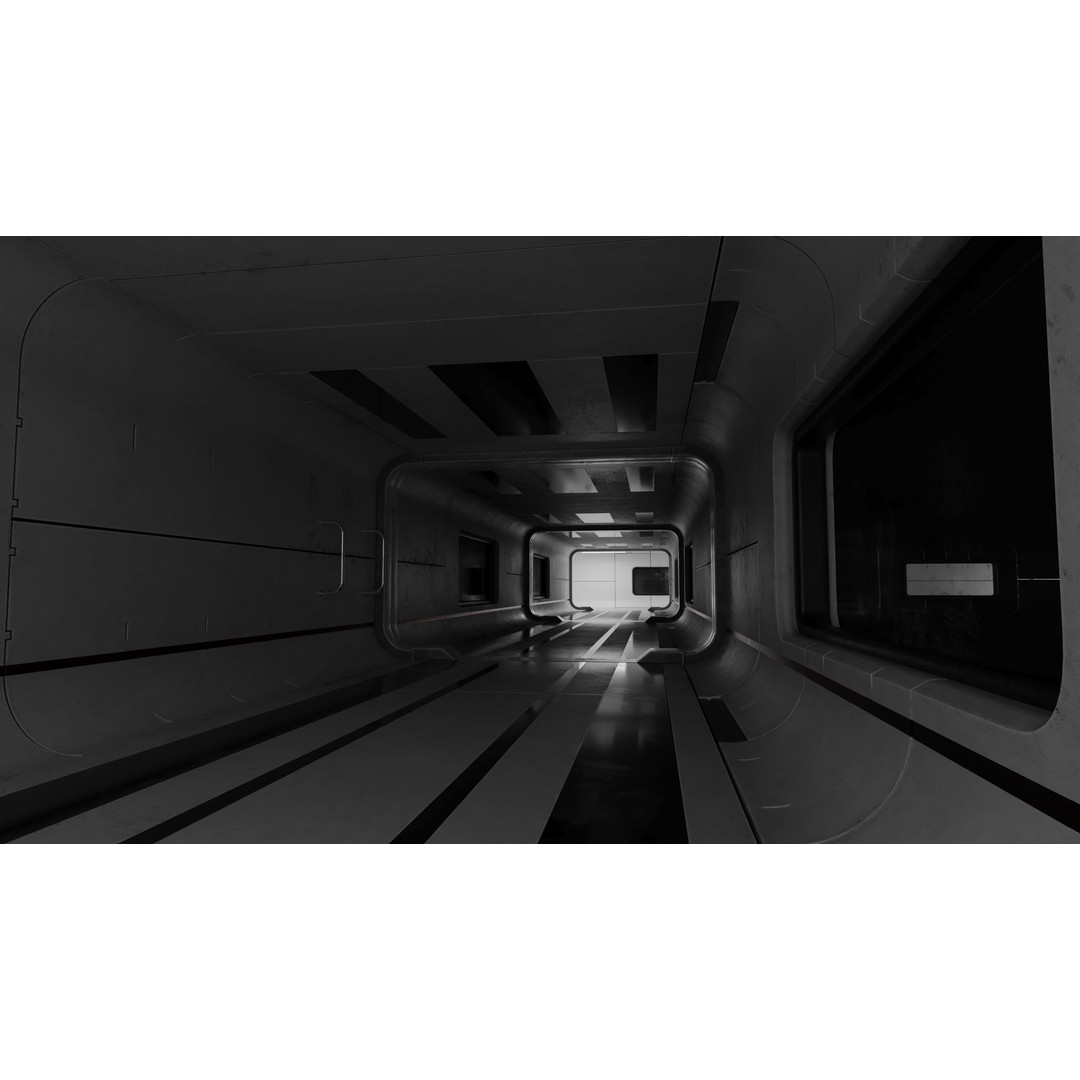 Sci-Fi Corridor 3D Model – Low Poly PBR Tunnel, FBX & OBJ Formats - View 9