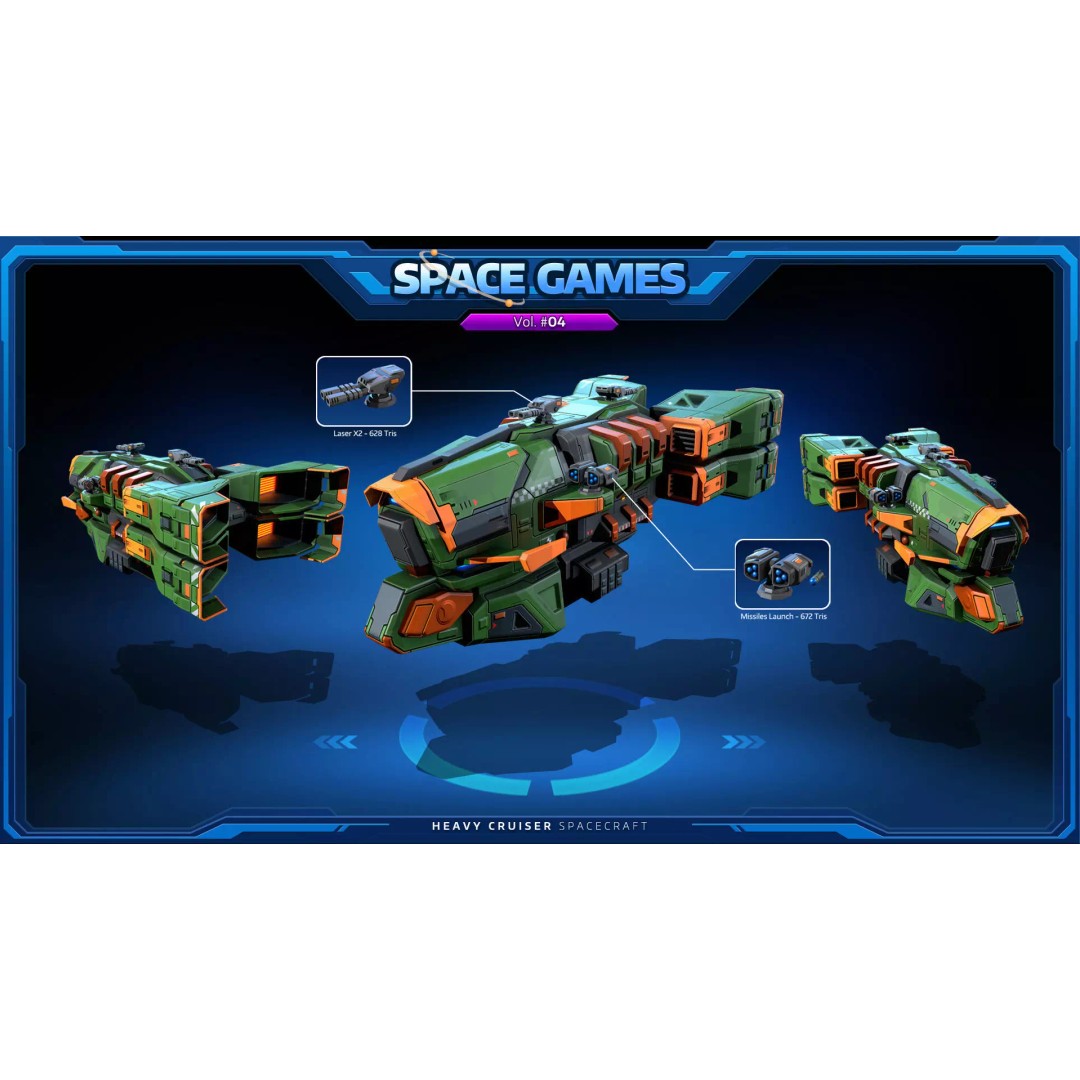 Cartoonish Spaceships 3D Model – Low Poly Sci-Fi Vehicle, FBX/OBJ - View 5