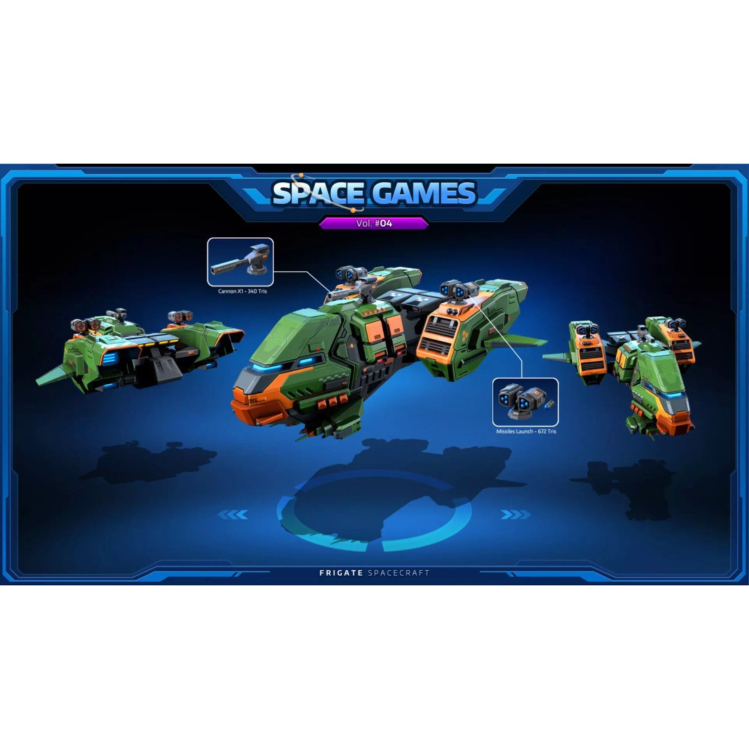 Cartoonish Spaceships 3D Model – Low Poly Sci-Fi Vehicle, FBX/OBJ - View 7