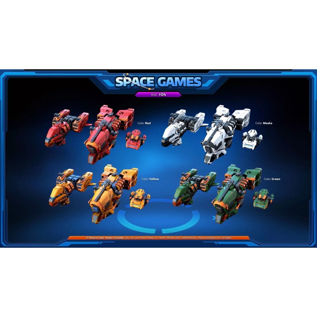 Cartoonish Spaceships 3D Model – Low Poly Sci-Fi Vehicle, FBX/OBJ - View 9