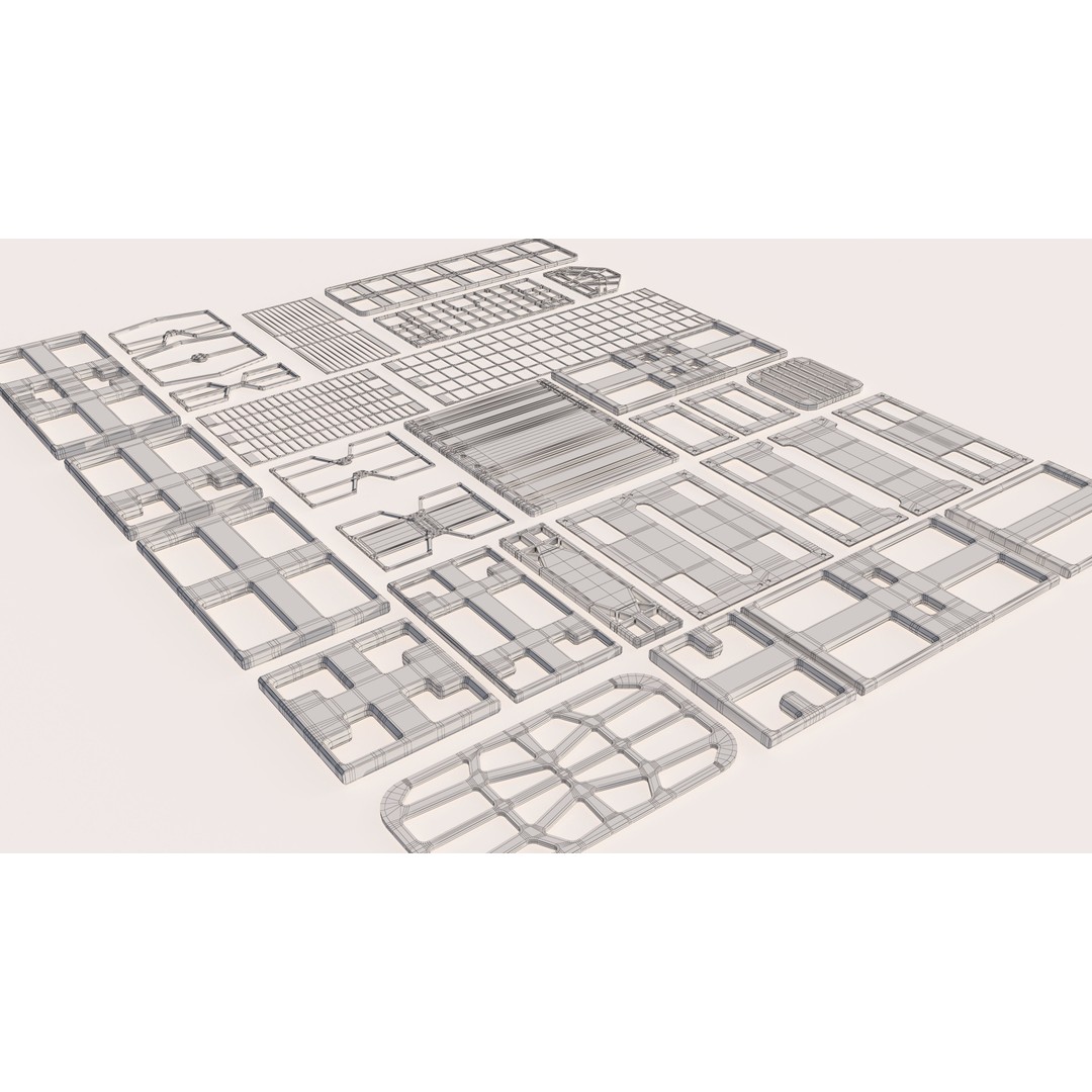 30 SUBD Perforated Panel Elements 3D Model – High Poly Kitbash, FBX, Blender - View 3
