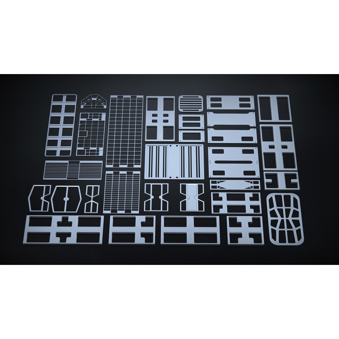 30 SUBD Perforated Panel Elements 3D Model – High Poly Kitbash, FBX, Blender - View 4