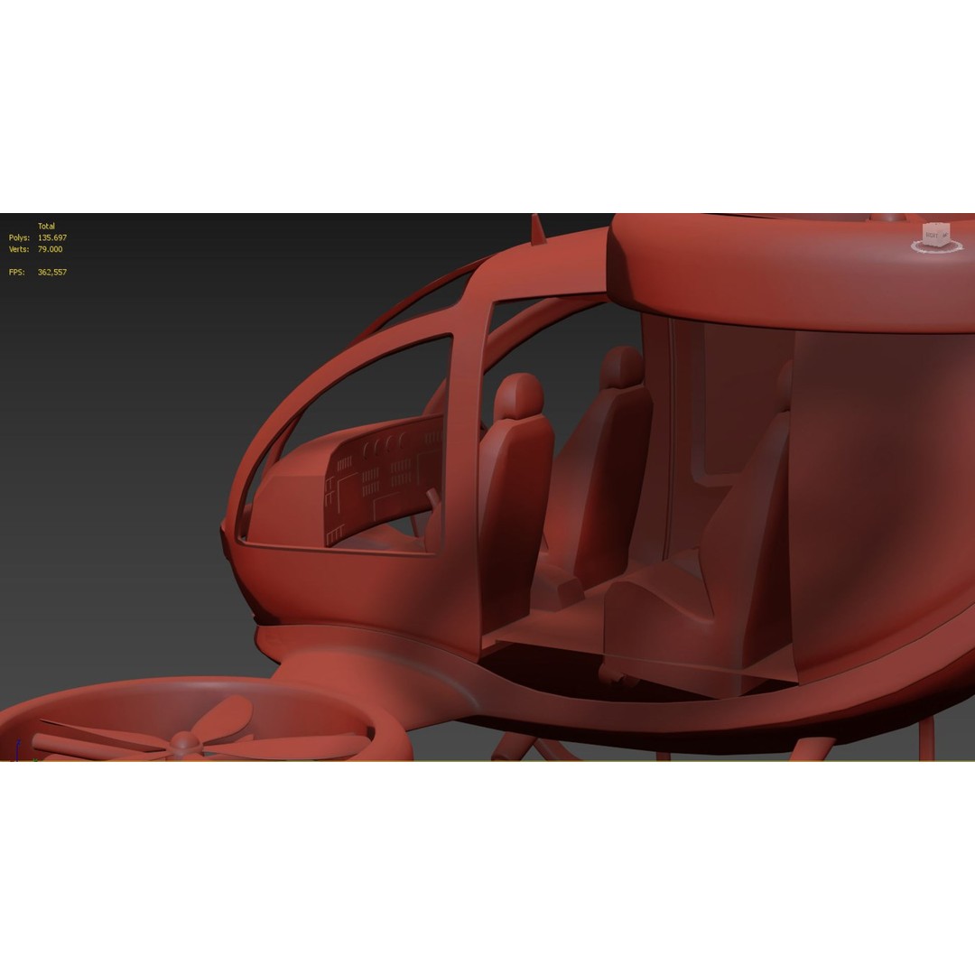 Drone Taxi 3D Model – High Poly Vehicle with PBR Textures, FBX/OBJ