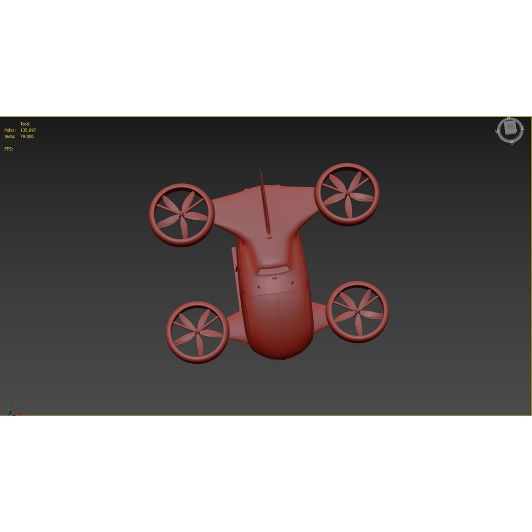 Drone Taxi 3D Model – High Poly Vehicle with PBR Textures, FBX/OBJ - View 12
