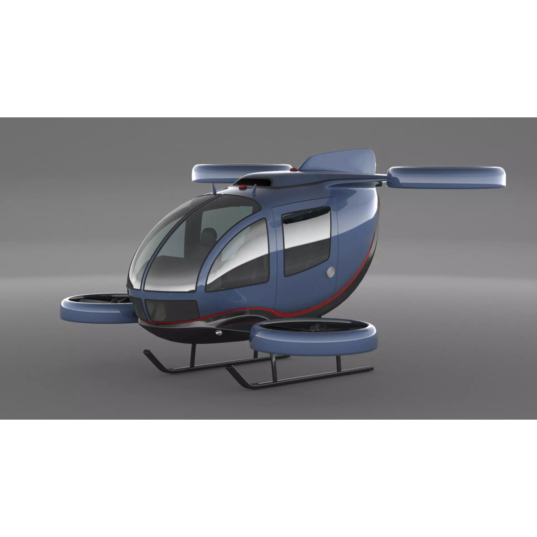 Drone Taxi 3D Model – High Poly Vehicle with PBR Textures, FBX/OBJ - View 2