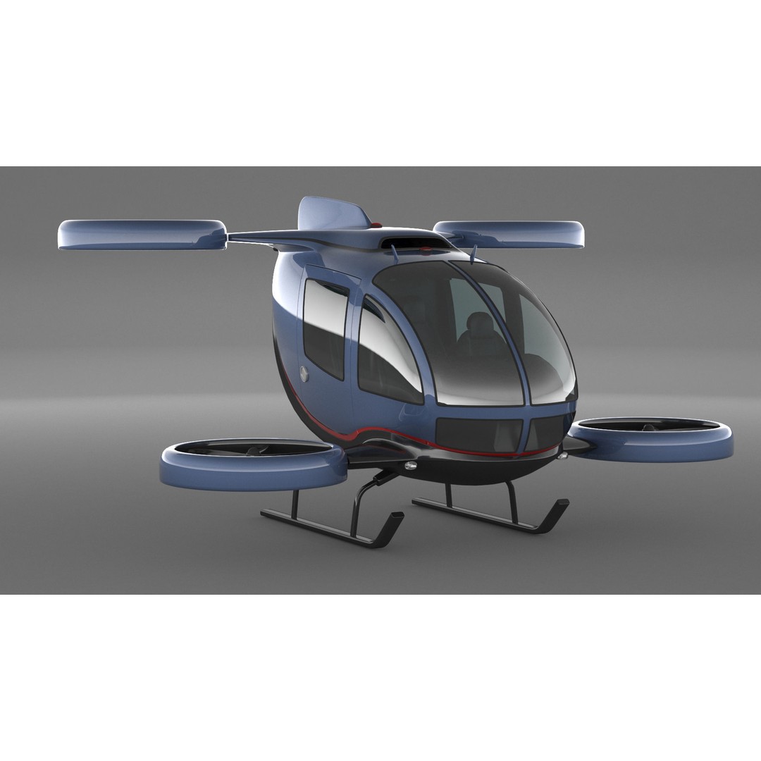 Drone Taxi 3D Model – High Poly Vehicle with PBR Textures, FBX/OBJ - View 4