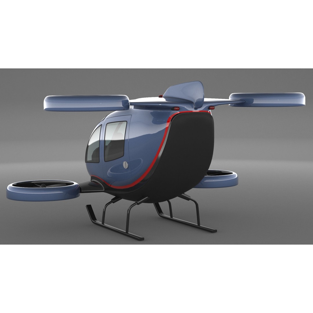 Drone Taxi 3D Model – High Poly Vehicle with PBR Textures, FBX/OBJ - View 5