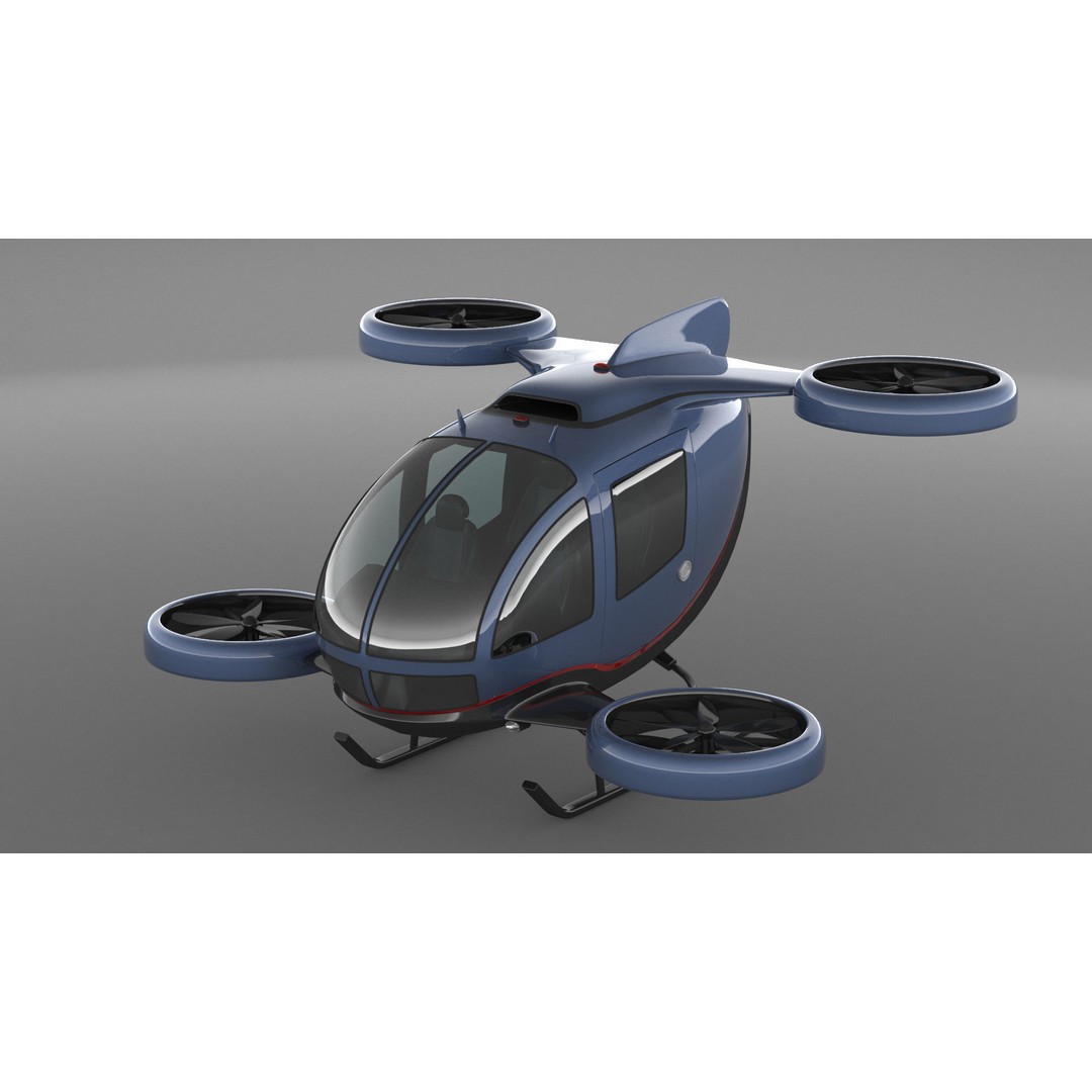 Drone Taxi 3D Model – High Poly Vehicle with PBR Textures, FBX/OBJ - View 7