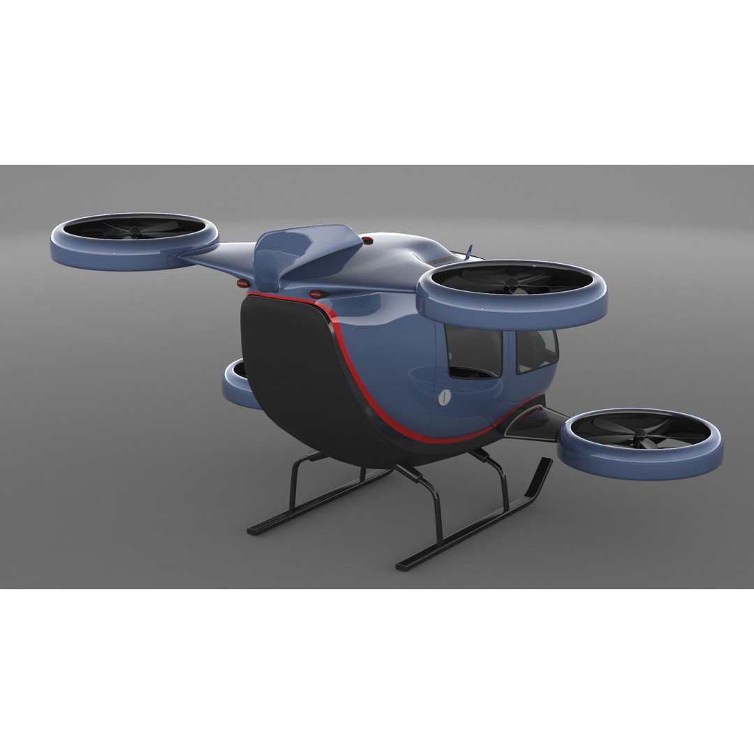 Drone Taxi 3D Model – High Poly Vehicle with PBR Textures, FBX/OBJ - View 8